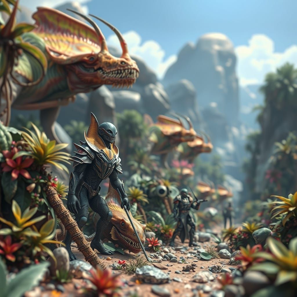 Stunning Prehistoric Alien World with Lush Flora and Fauna i...