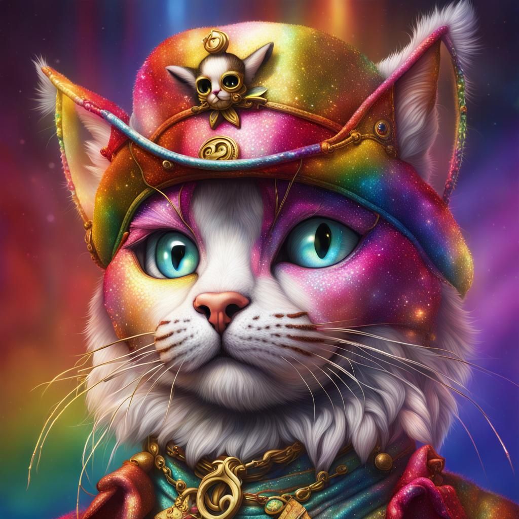 Rainbow Pirate Cats in Hyperrealistic Splash Art