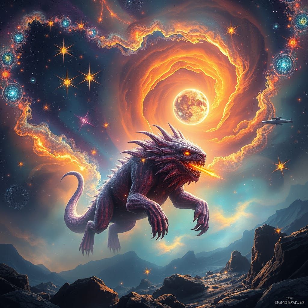 Cosmic Entity Roams Vibrant Star System