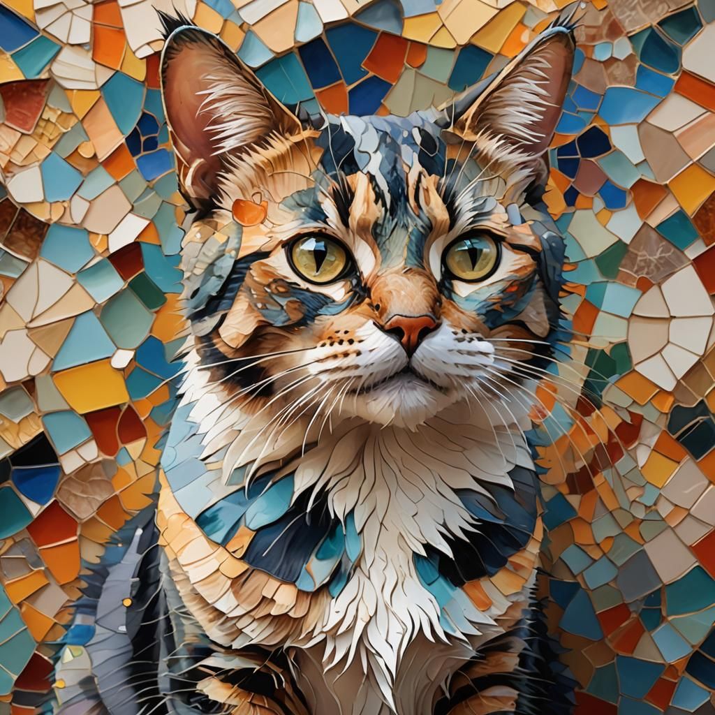 Cat Detailed in Gaudí Style: Hyperrealistic Concept Art