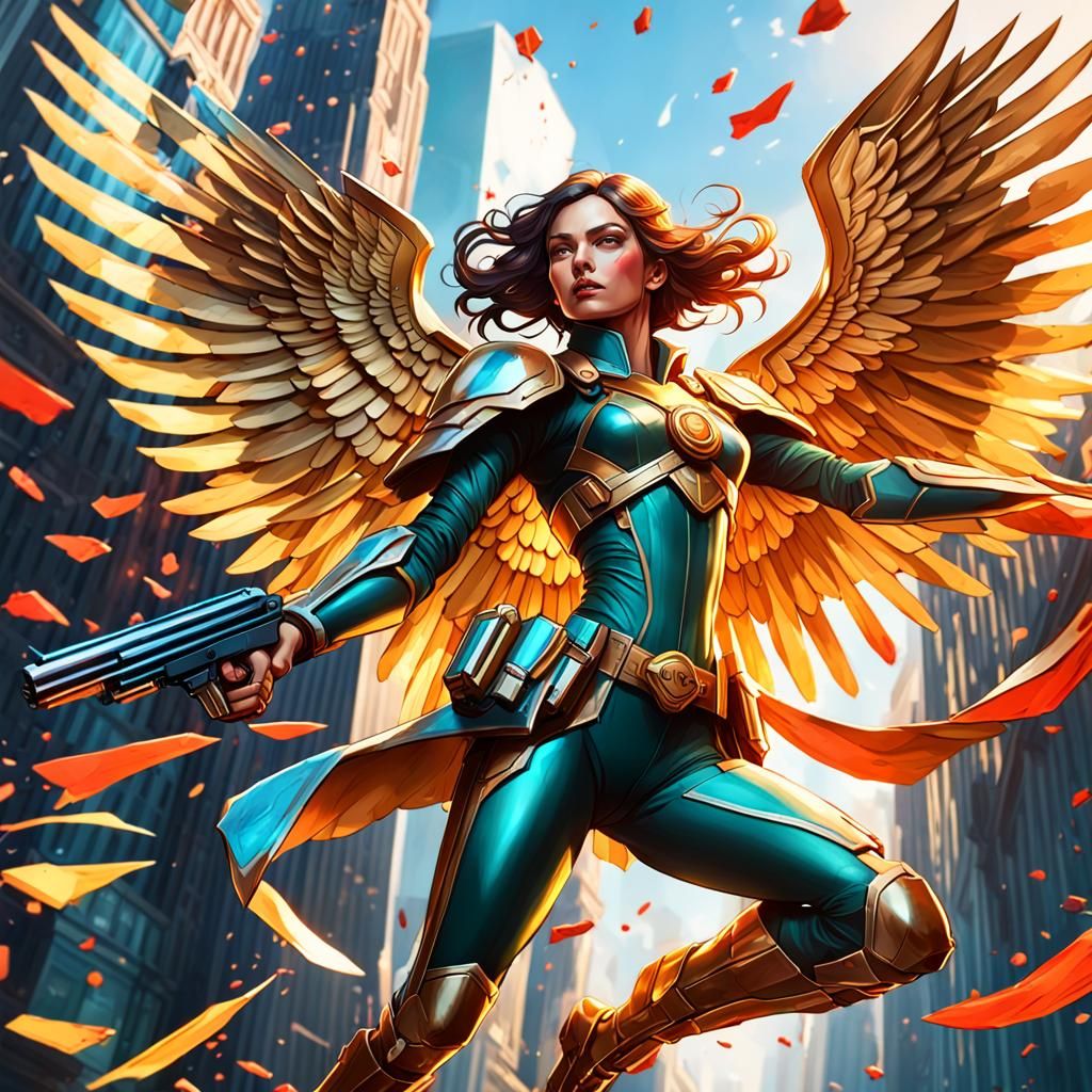 Winged Warrior Portrait in Hyperdetailed Digital Art