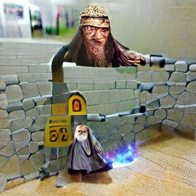 Wizard Blocks Path in Fantasy Digital Art