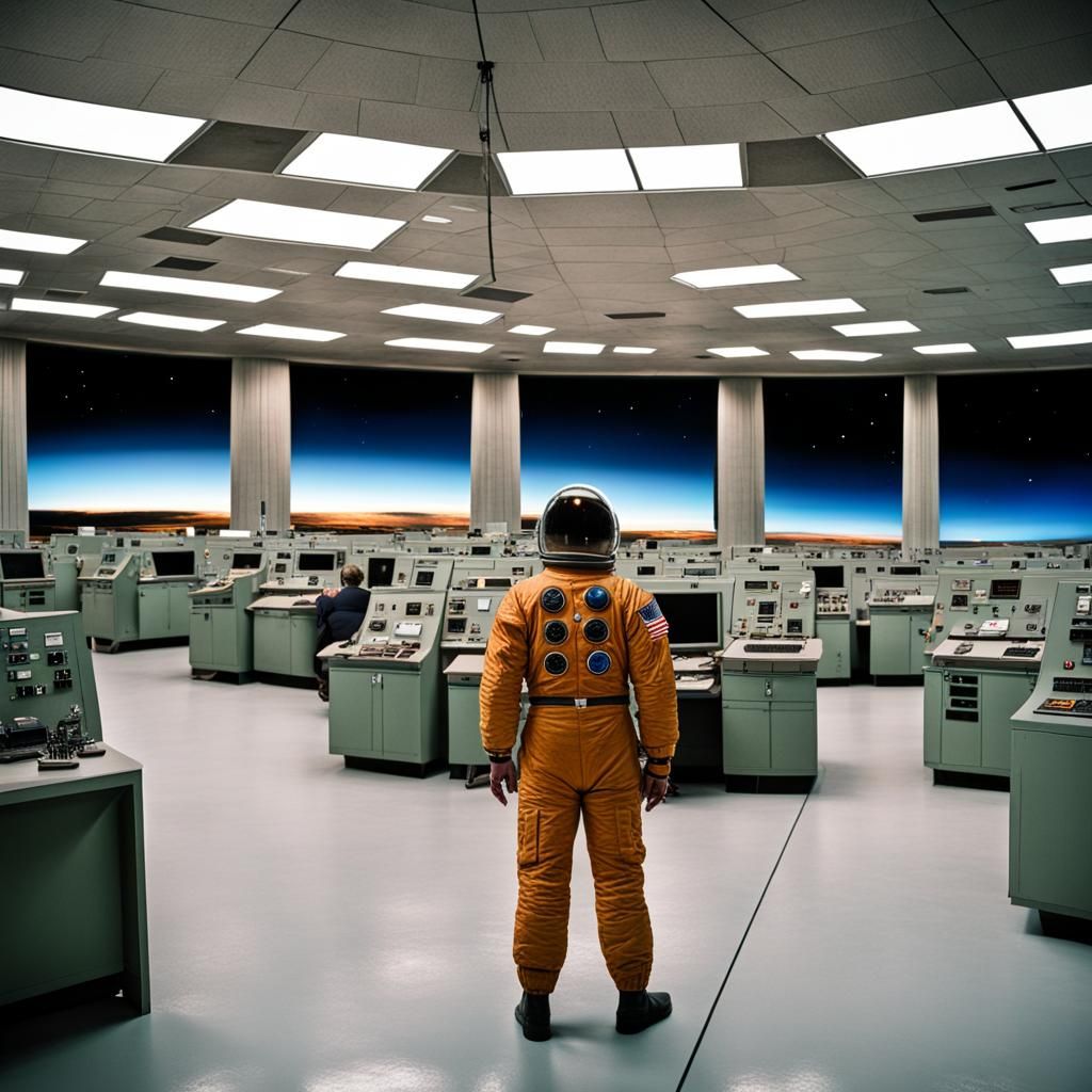 Lone Figure in Kennedy Space Control Center