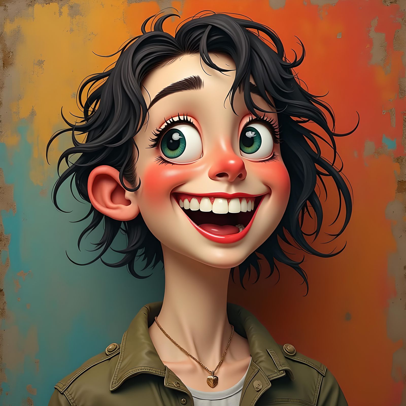 Beautiful Happy Woman in Digital Art Style