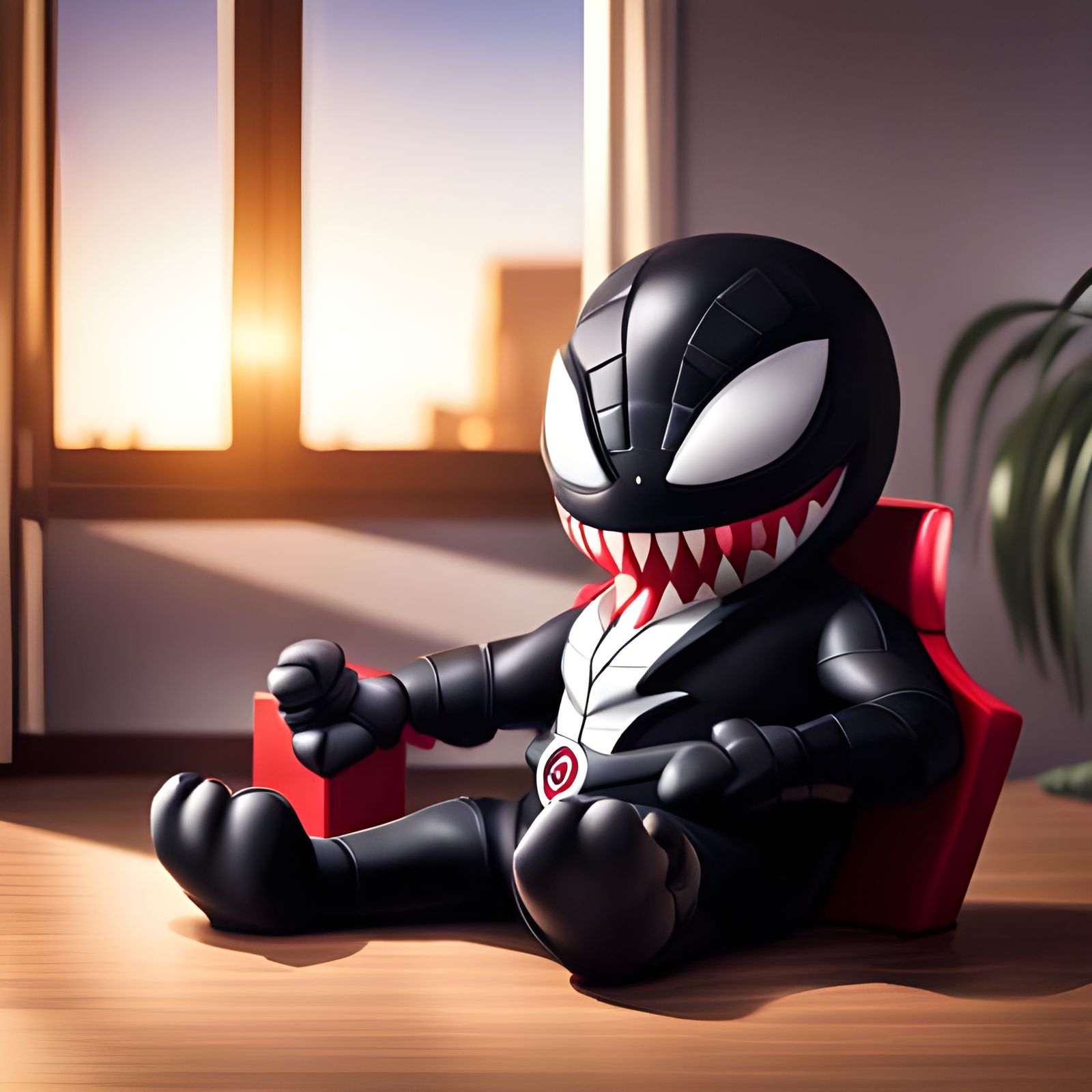 Baby Venom Reads Books: Chibi Style Portrait