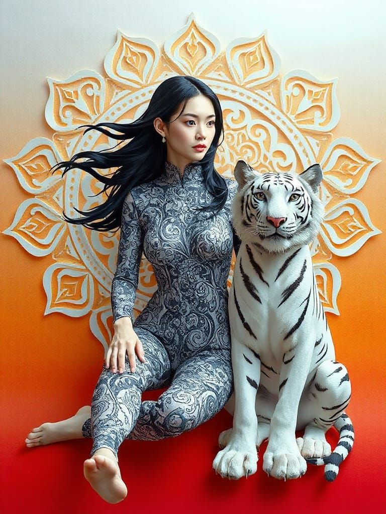 Papercraft Woman in Bodysuit with Intricate Quilling