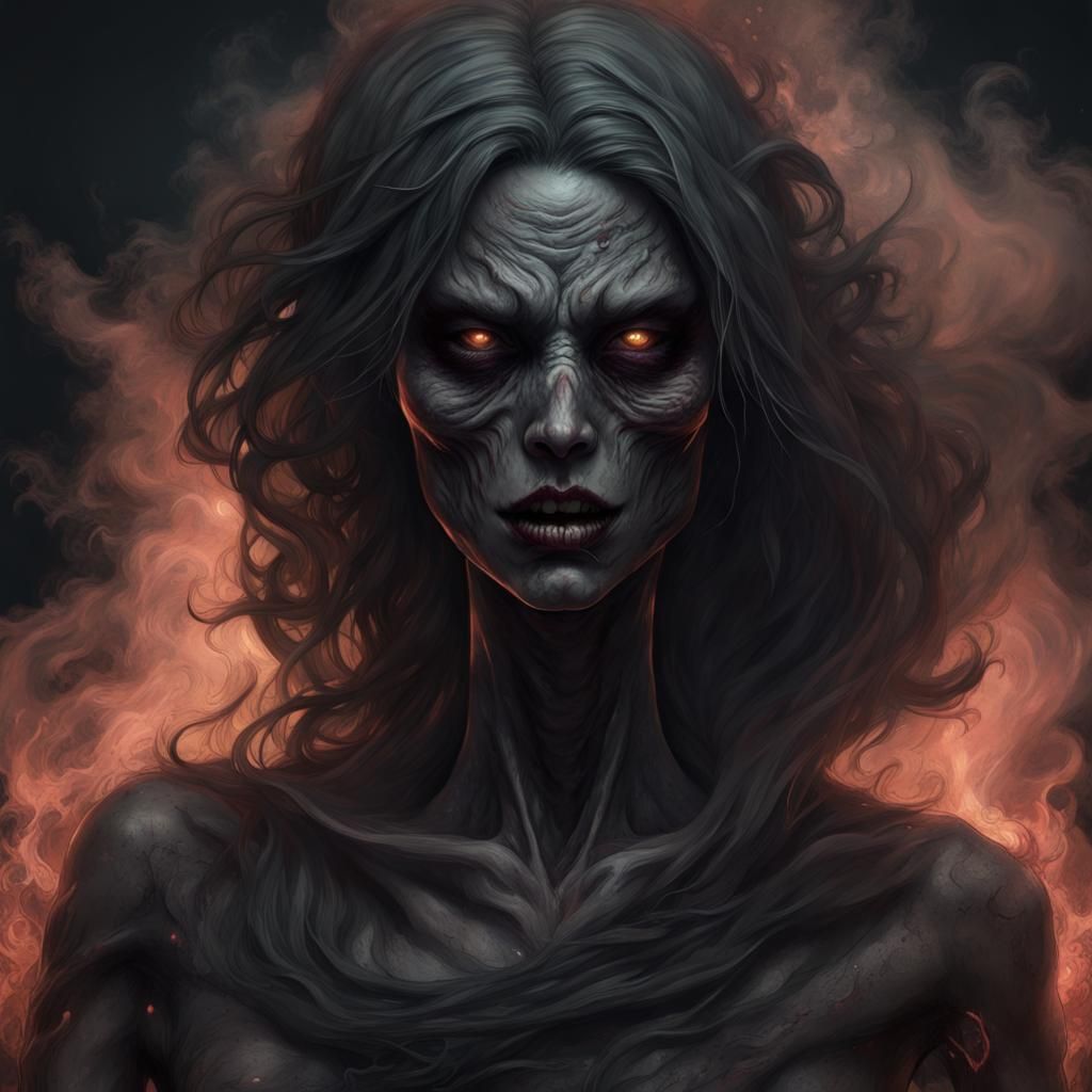 Eerie Ghoul Portrait in Surrealist Style