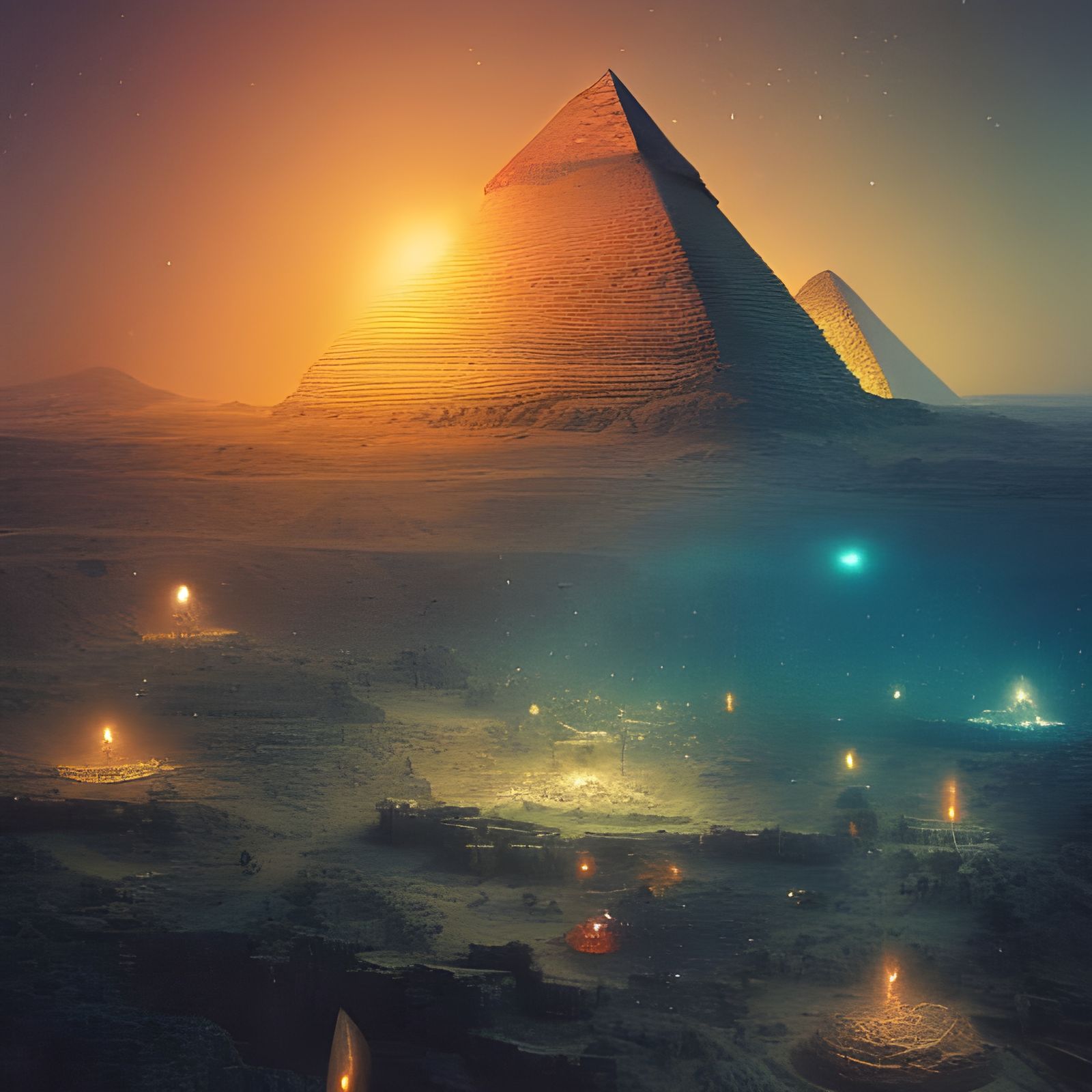 Egyptian Pyramids Landscape in Maximalist Style