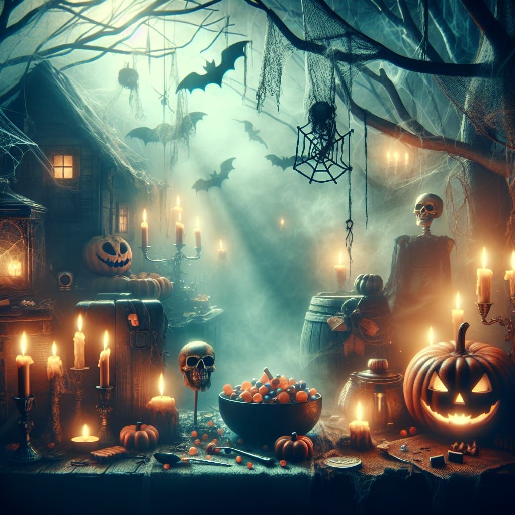 Hyperrealistic Halloween Scene in HDR Style