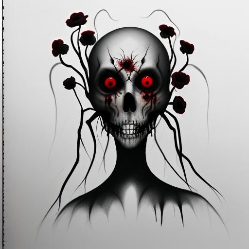 Ghostly Nightmare: A Minimalist Charcoal Horror Sketch