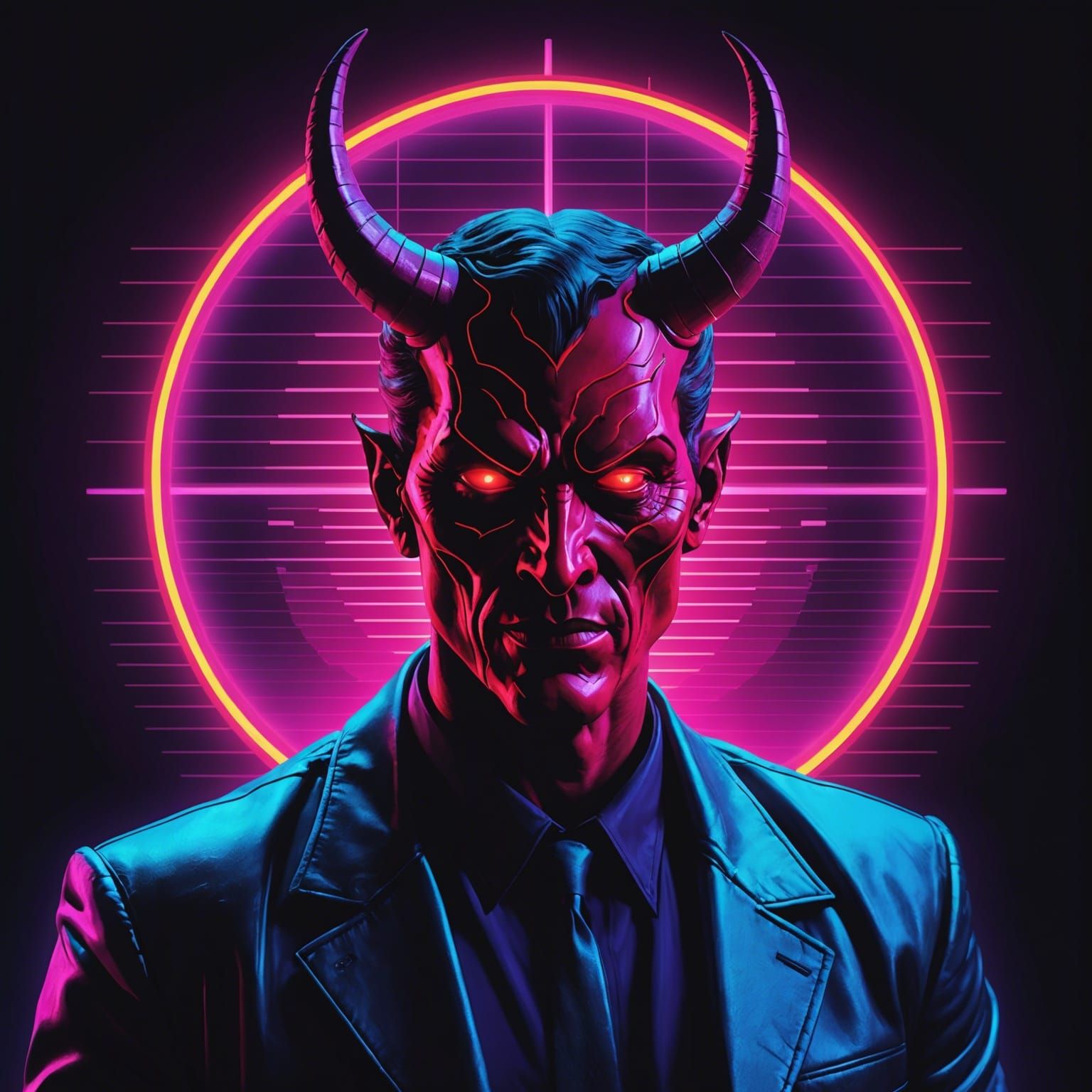 Synthwave Devil Hour in Neon Retro Style