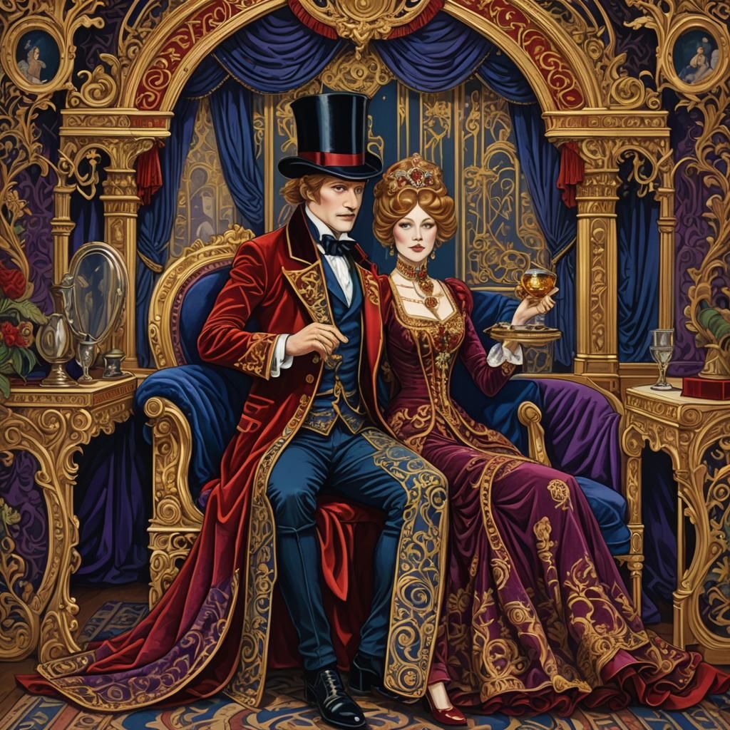 Elegant Theater Scene in Art Nouveau Style