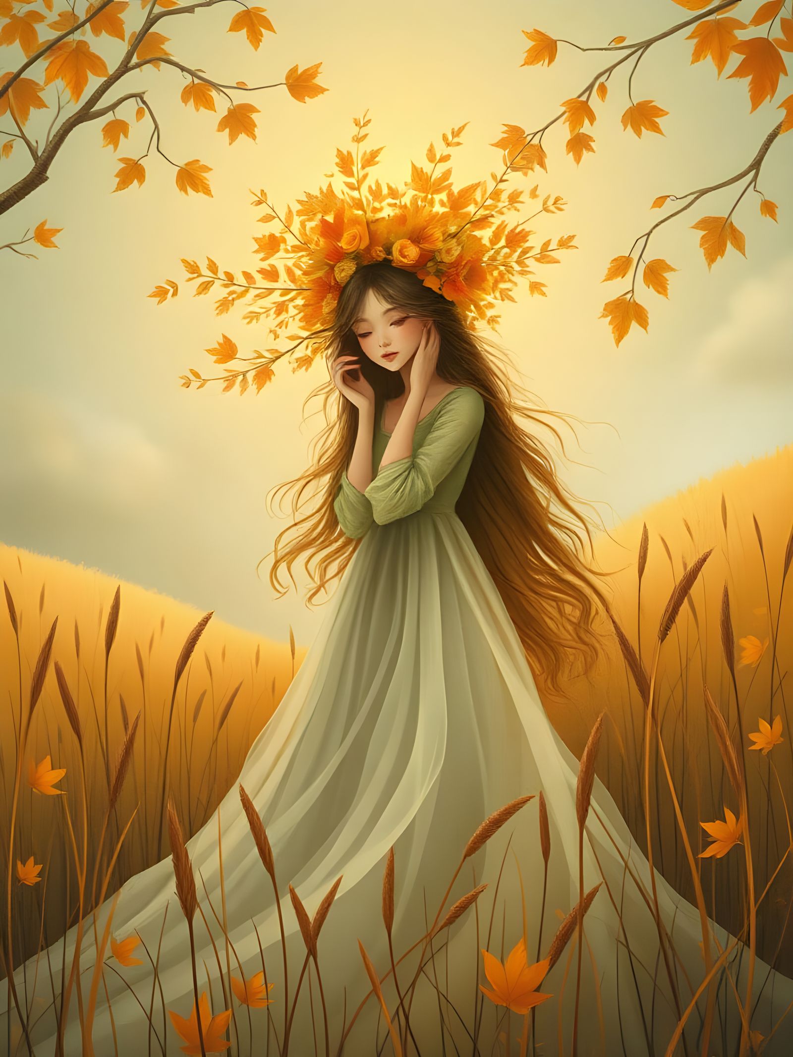 Autumn Queen in Dreaming Hills: Ethereal Art