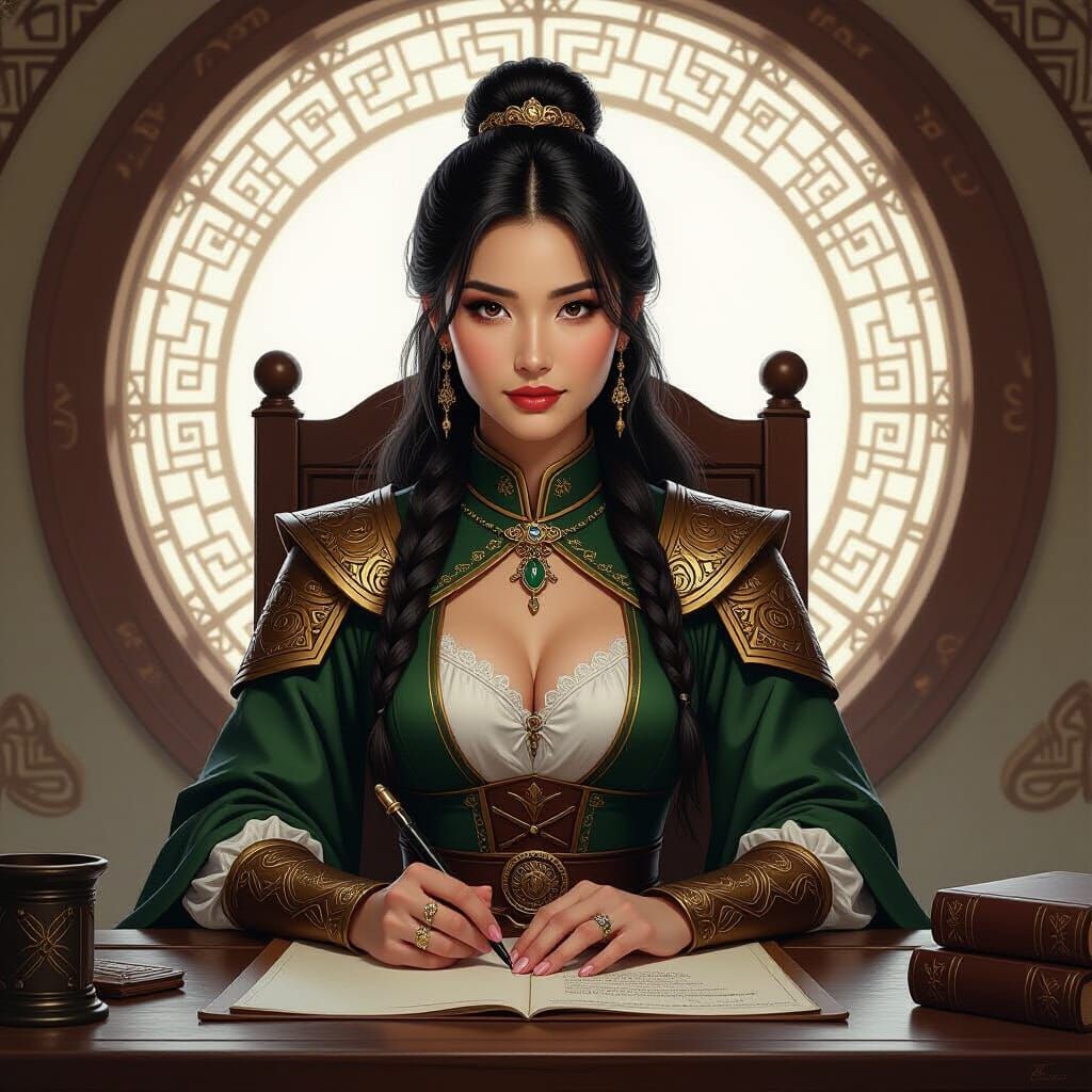 Medieval Office in Chinese Style with Woman