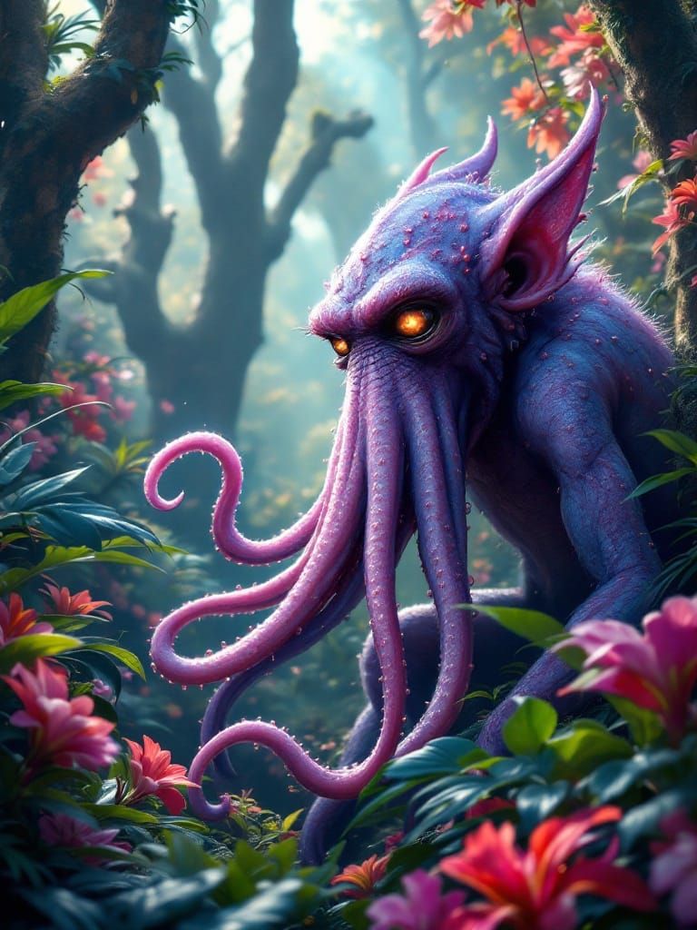 Surreal Tropical Jungle Creature Emerges in Hyper-Realistic...