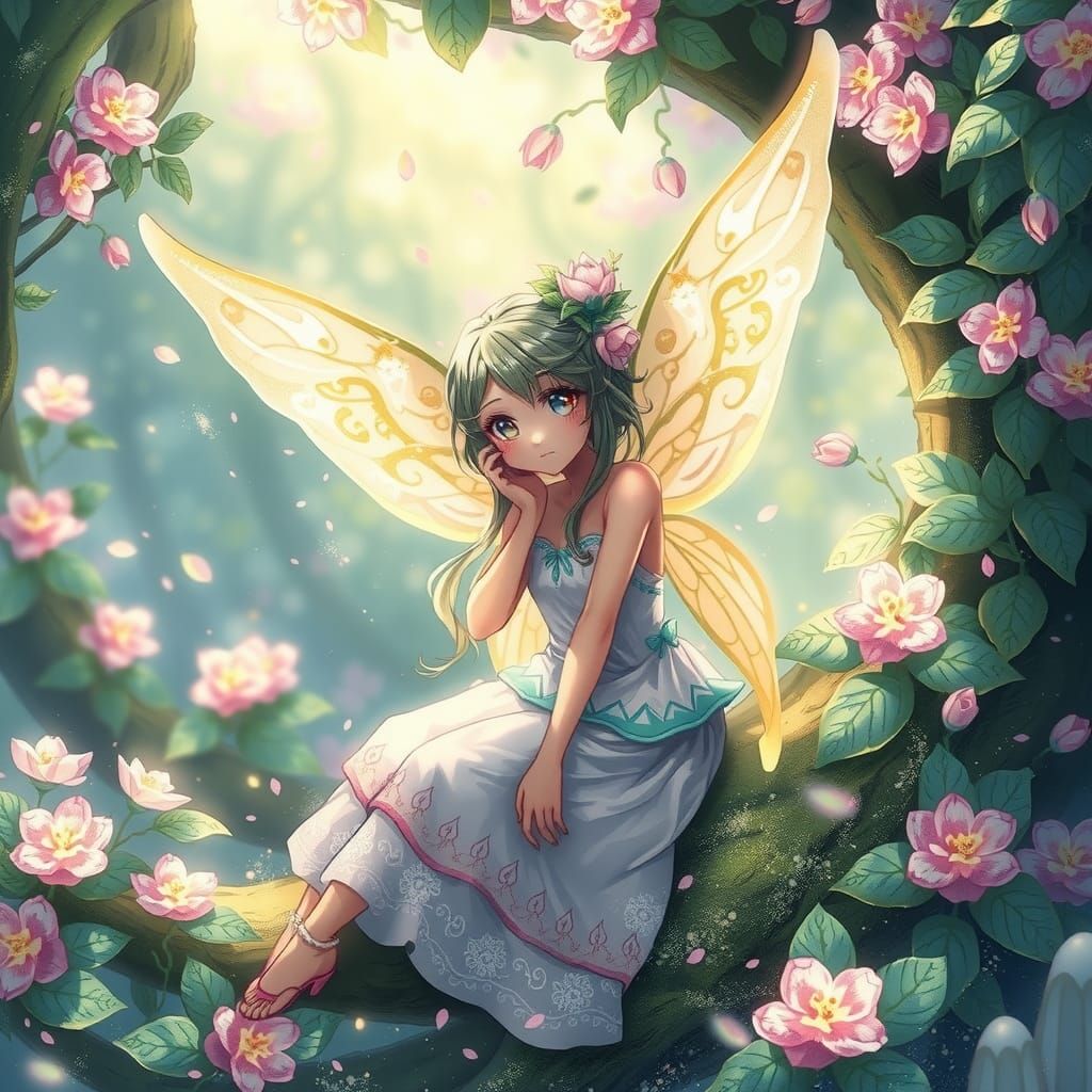 Enchanting Fairy in Mystical Anime Forest