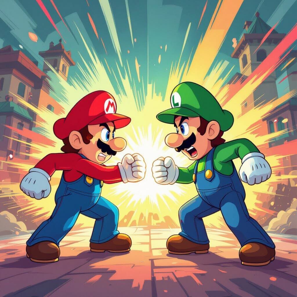 Mario and Luigi Battle: Sega-Inspired Action Scene