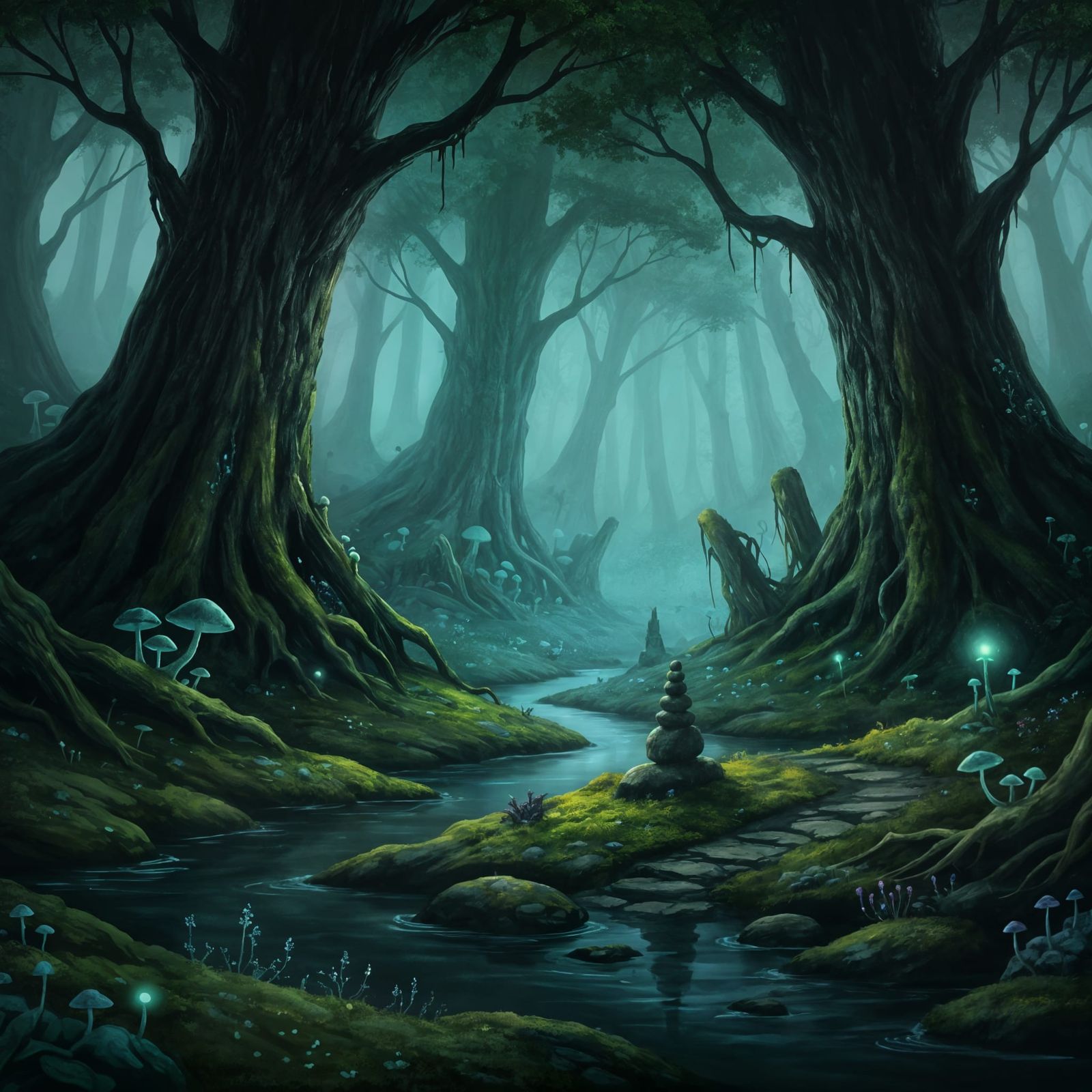 Dark Fantasy Gloomhaven Forest Painting