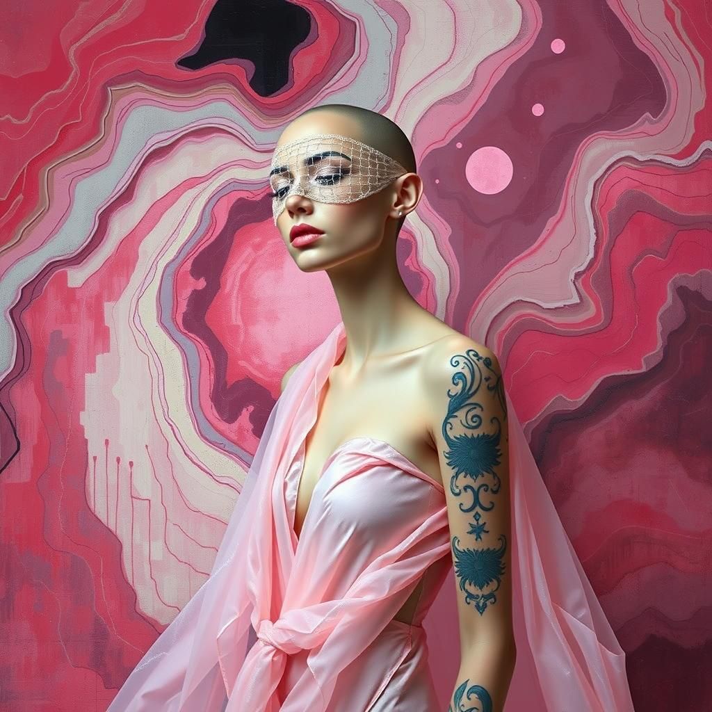 Ethereal Figure in Dreamlike Rothko-Giger Fusion