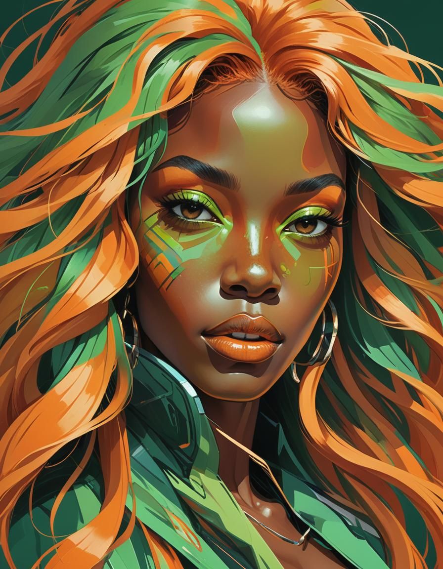 Vibrant Vector Portrait of an African American Woman