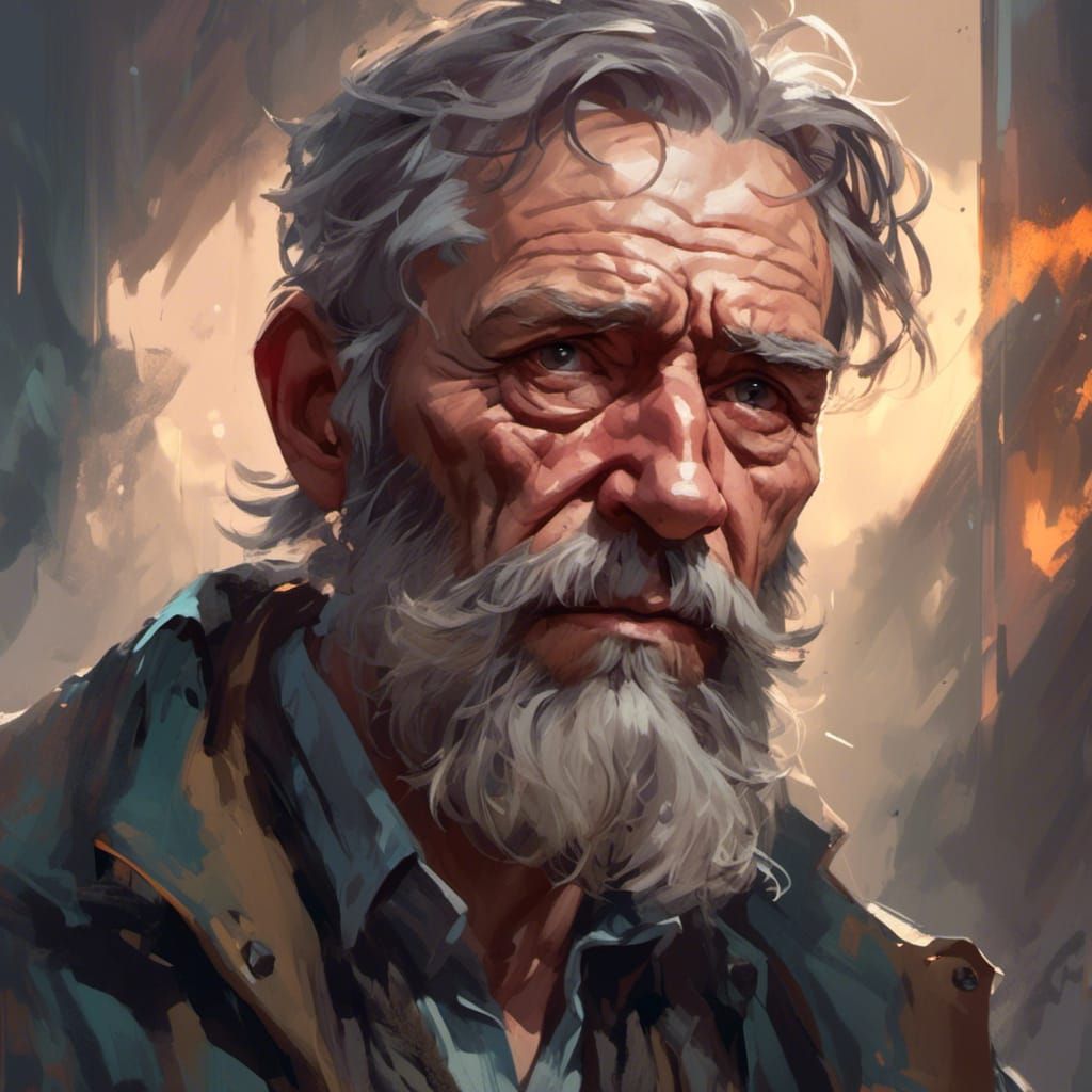 Ill Coal Miner Portrait in Hyperdetailed Digital Art