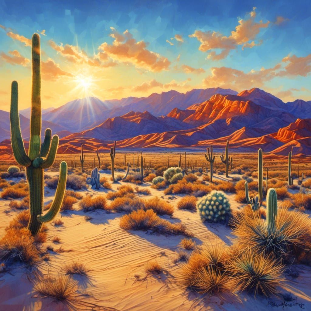 Golden Desert Landscape with Rolling Dunes