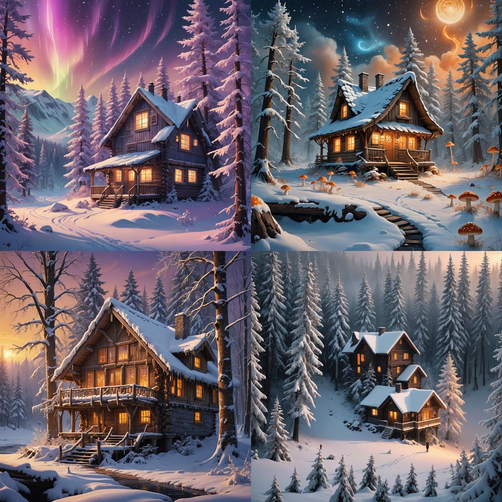 Fantastical Winter Cabin in Detailed Matte Painting