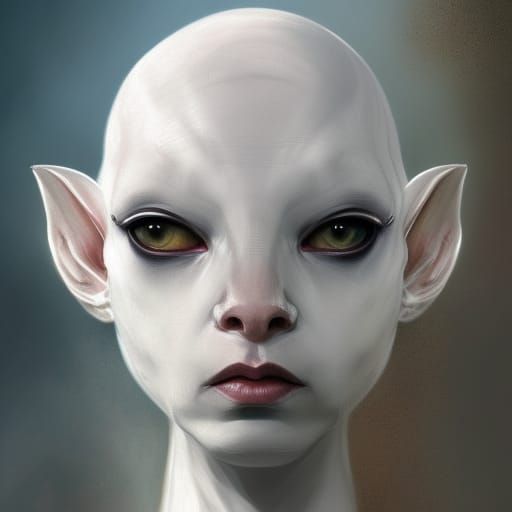 Albino Sphinx Cat Portrait in Haunted Forest