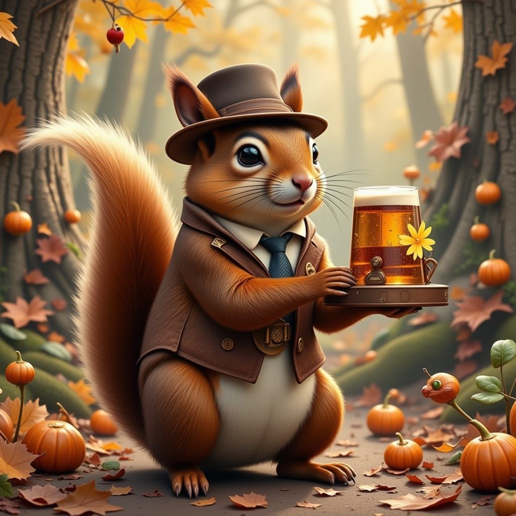 Steampunk Squirrel in Whimsical Adventure Style