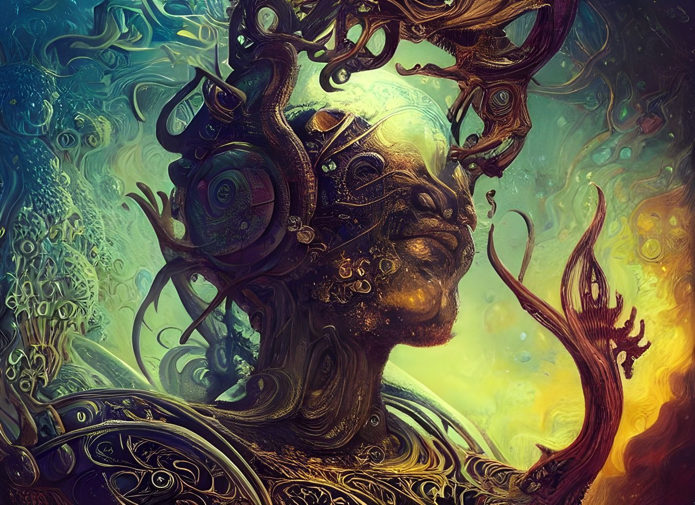 Psychedelic Fractal Planets in Detailed Digital Art