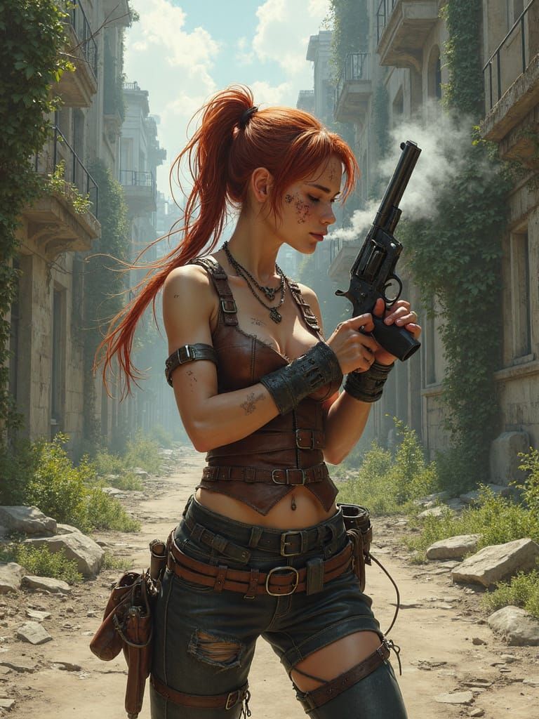 Post-Apocalyptic Raider in Distressed Armor