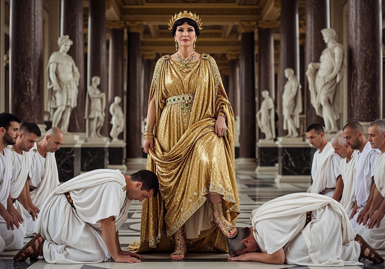 Empress Messalina in Lavish Gold Toga in Palace