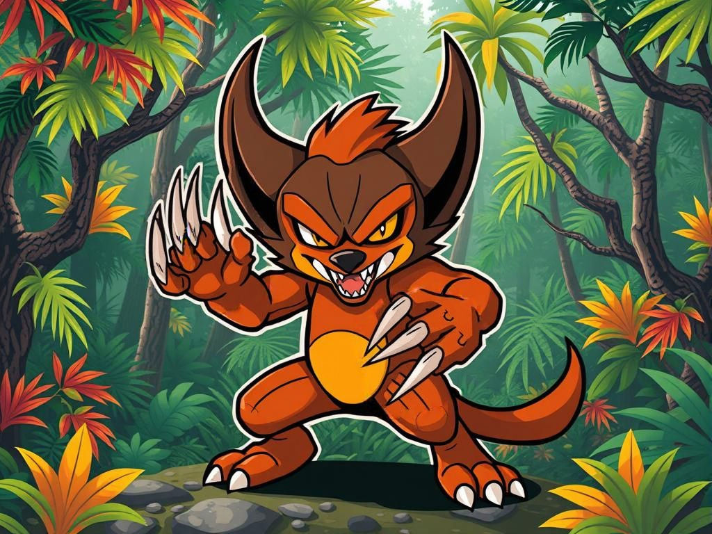 Tazmanian Devil Pokémon Mascot in Brazilian Forest