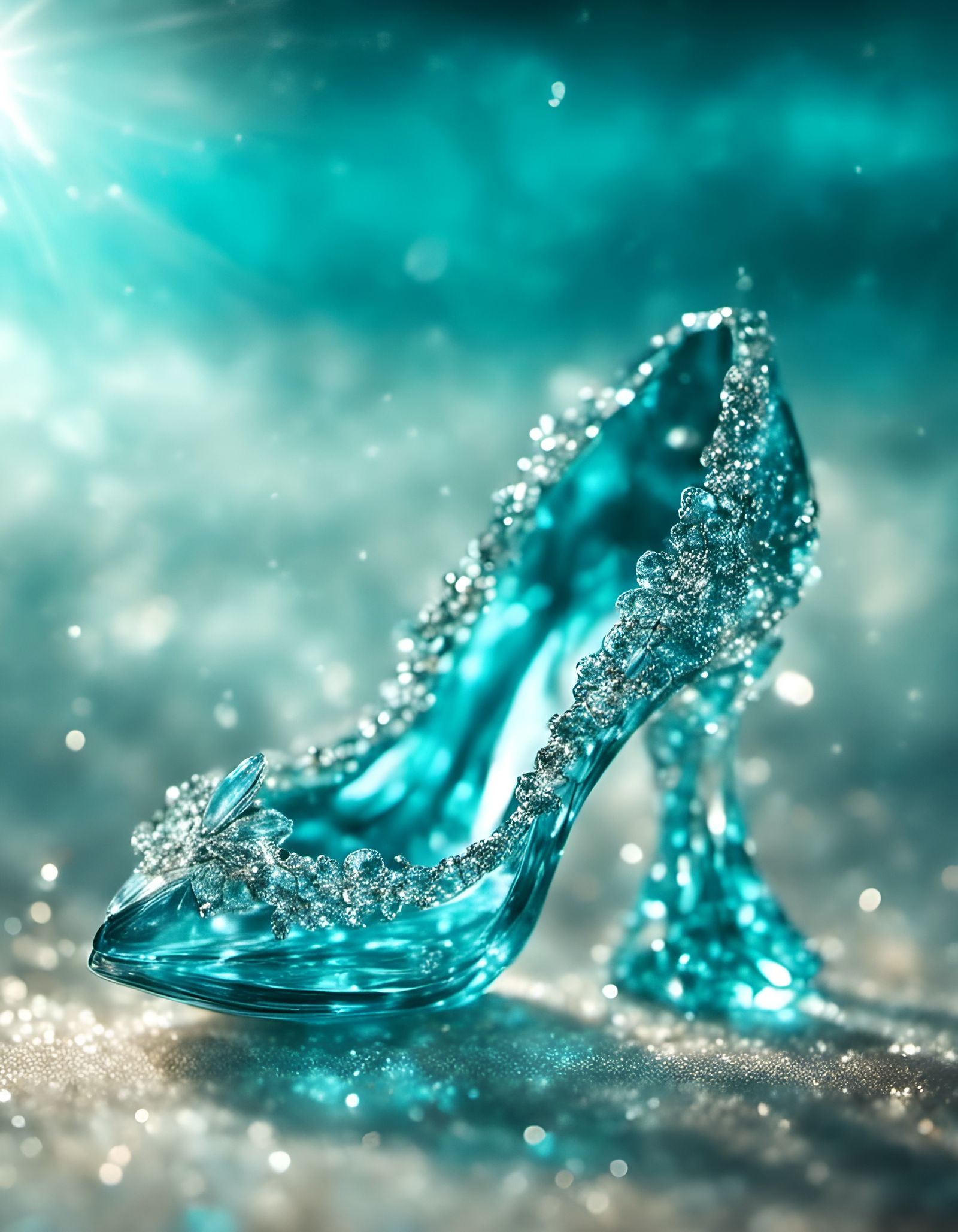 Turquoise Glass Slipper in Water