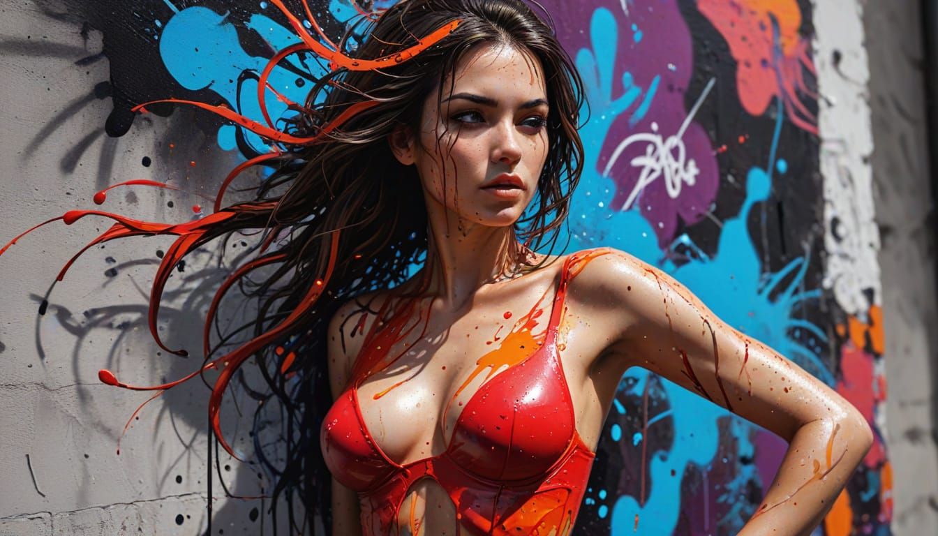 Graffiti Femme Caught in Web of Street Art