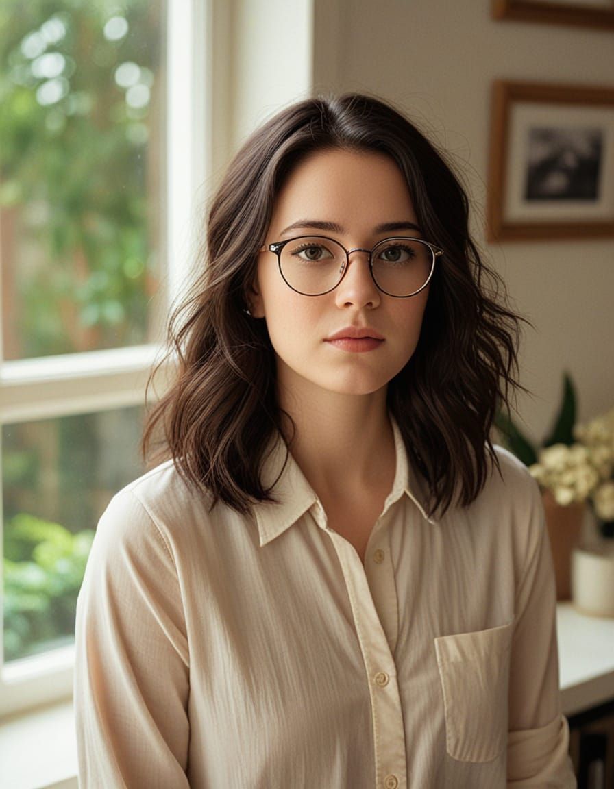 A Young Woman in a Bright, Airy Room, Captured with Realisti...