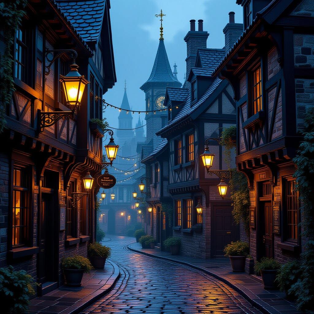 Old World Tavern in Detailed Matte Painting Style