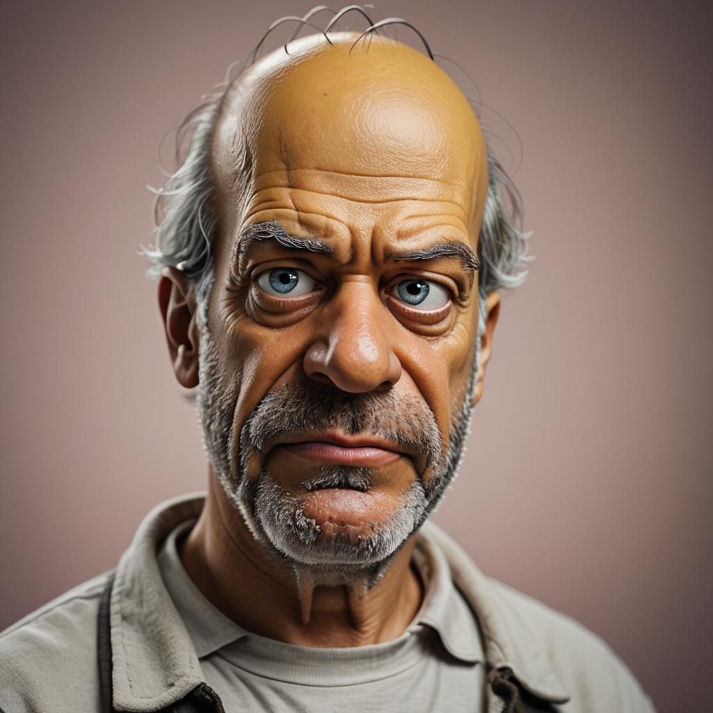 Hyper-Realistic Portrait of Bored Homer Simpson