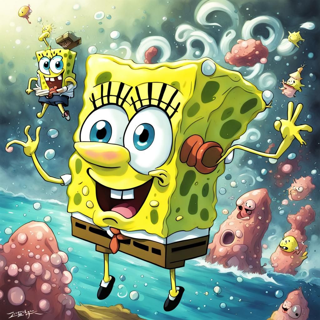 SpongeBob in Anime Key Visual Style