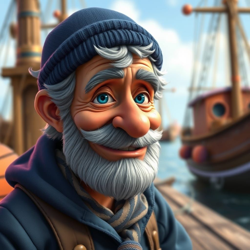 Old Sailor Portrait for Board Game Card