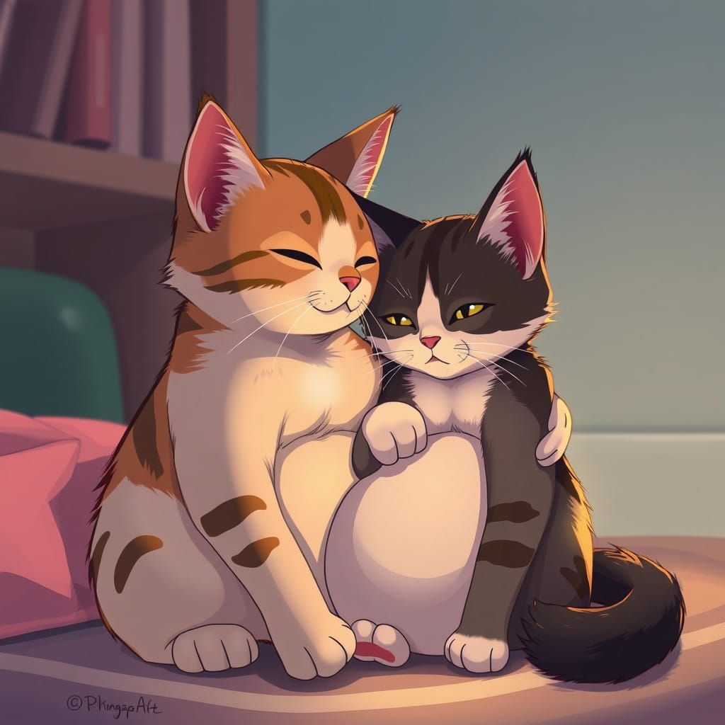 Manga-Inspired Anime Cat Family