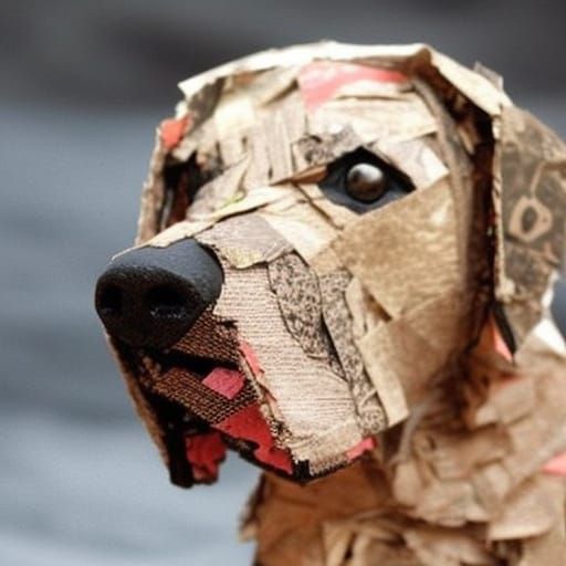 Labrador Dog Collage Sculpture Made from Recycled Materials