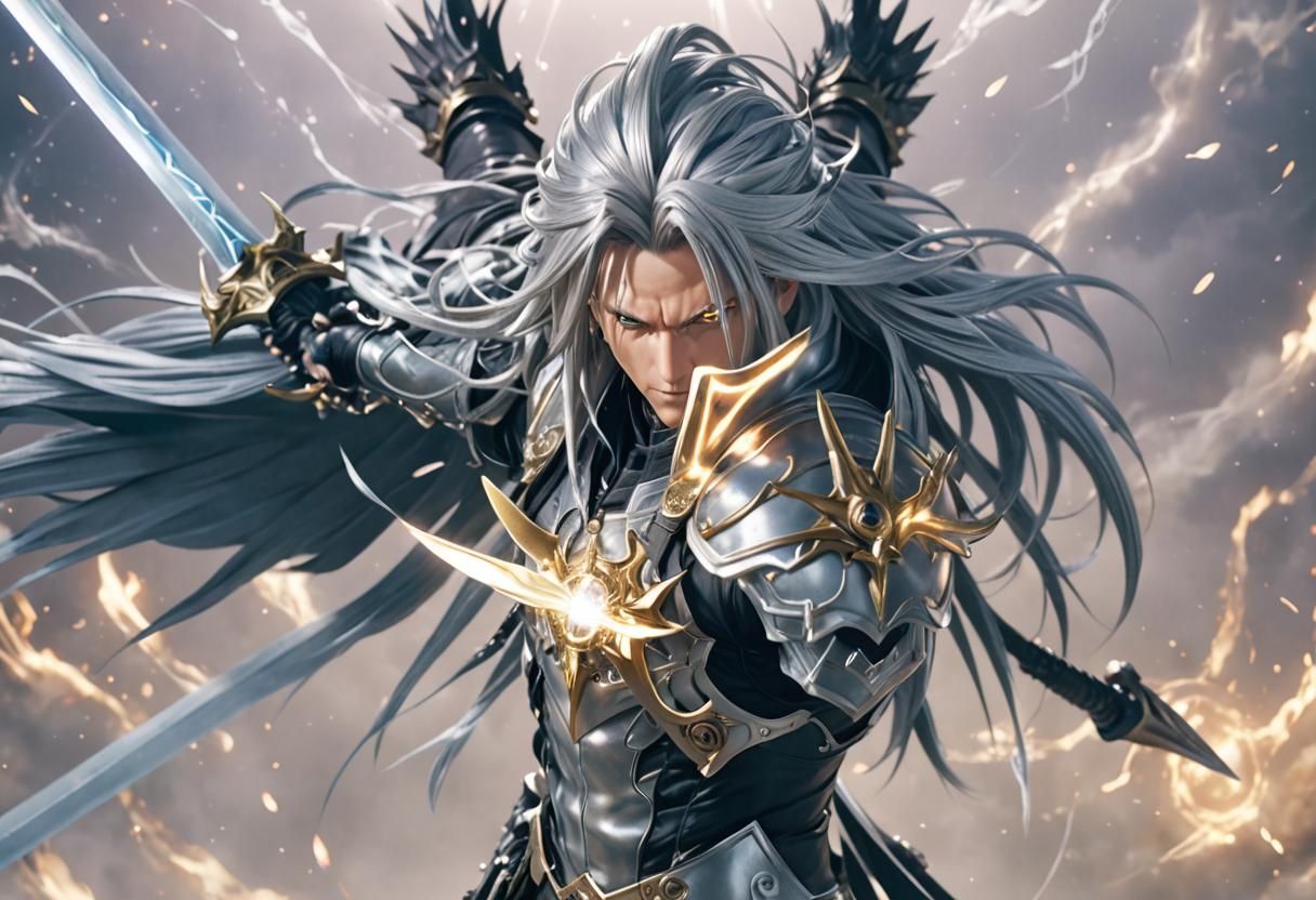 Anime Warrior with Glowing Eyes in 3D