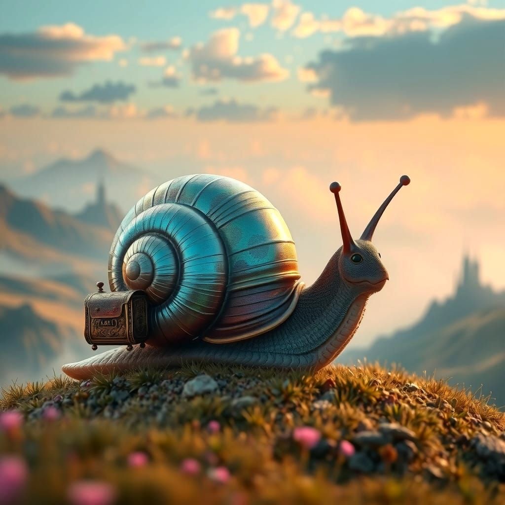 Majestic Snail Mail Delivery in Fantastical World