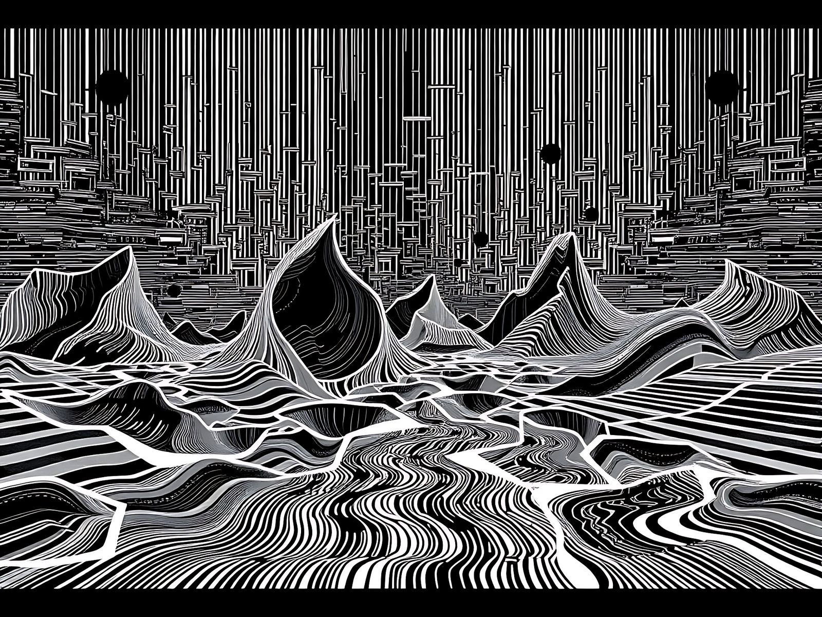 Surreal Cyberpunk Landscape of Fractured Realities