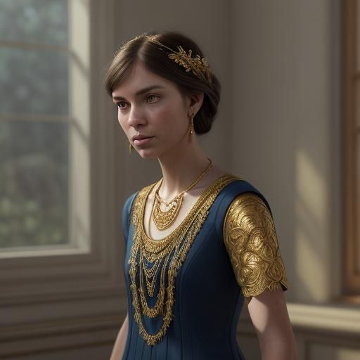 Elegant Brunette in Photo Studio: Fantasy Concept Art