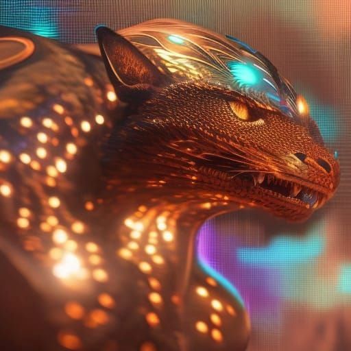 Cyberpunk Cityscape with Neon Disco Flowers