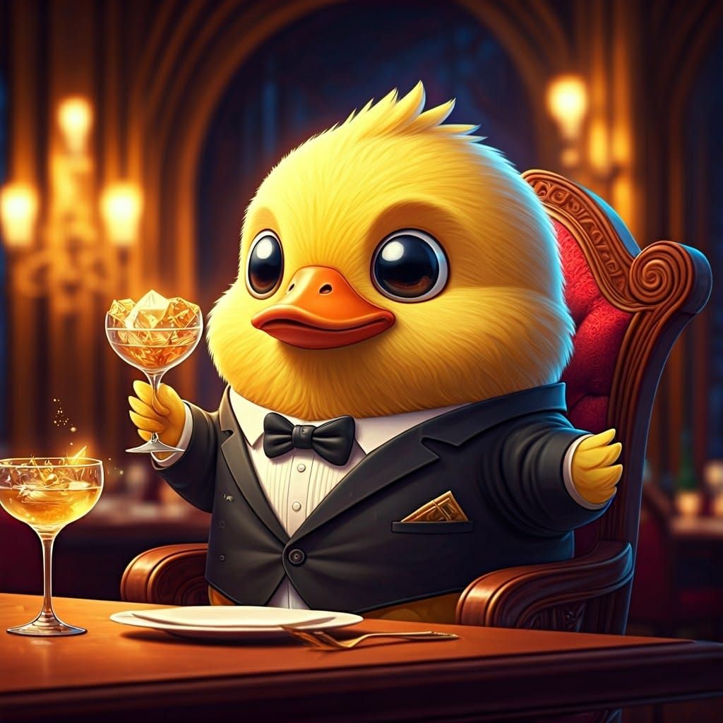 Duck in Tuxedo at Luxurious Restaurant