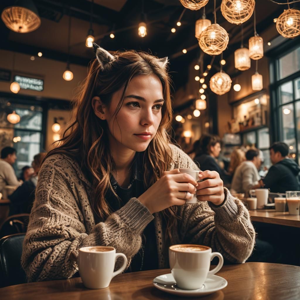 Cozy Cat Cafe: A Photorealistic Coffee Moment