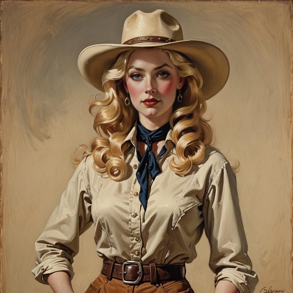 Victorian Cowboy Portrait in Elvgren Style